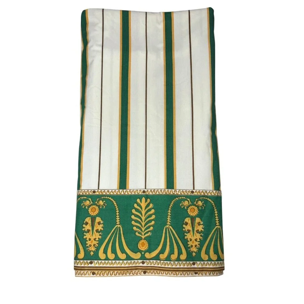 Yves Saint Laurent Queen Flat Sheet YSL Vintage 1977 Green Stripe Regal Bedding